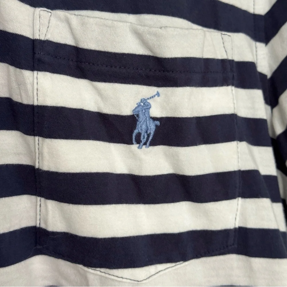 Polo by Ralph Lauren Navy and White Striped Shirt Men’s Size Large Casual Cotton